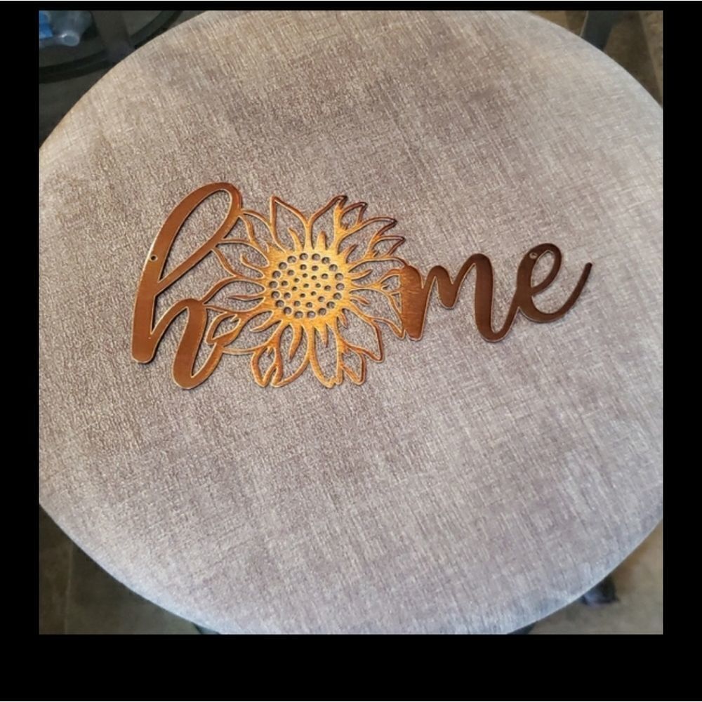 Metal H🌻ME Wall Decor Sign with Sunflower Graphic - Beautiful Bronze Color! - Picture 3 of 5